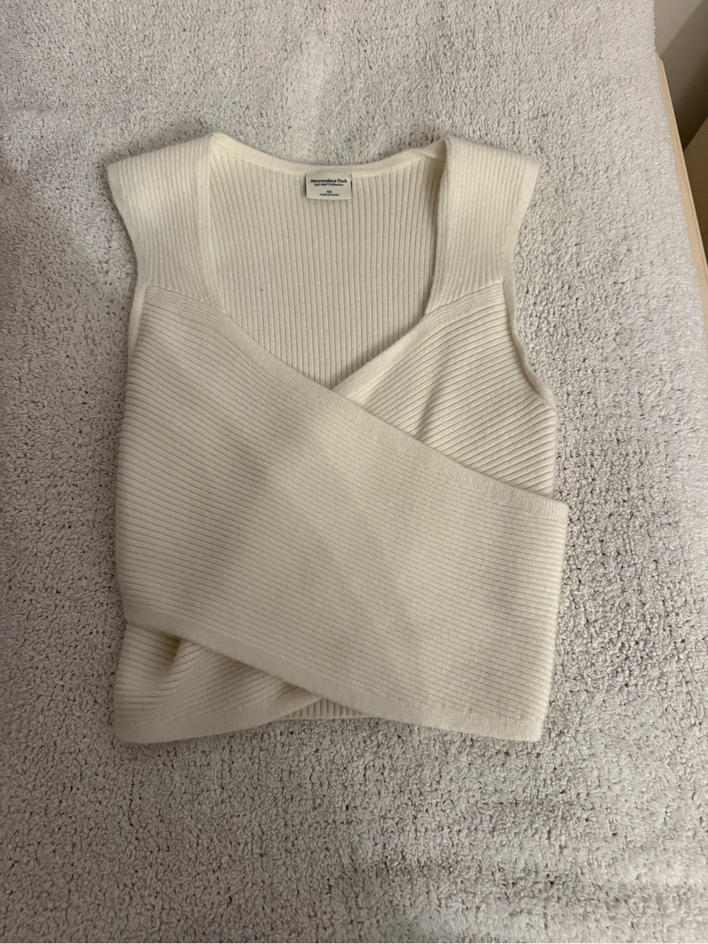 Abercrombie & Fitch Ivory Ribbed Wrap-Front Sleeveless Tank